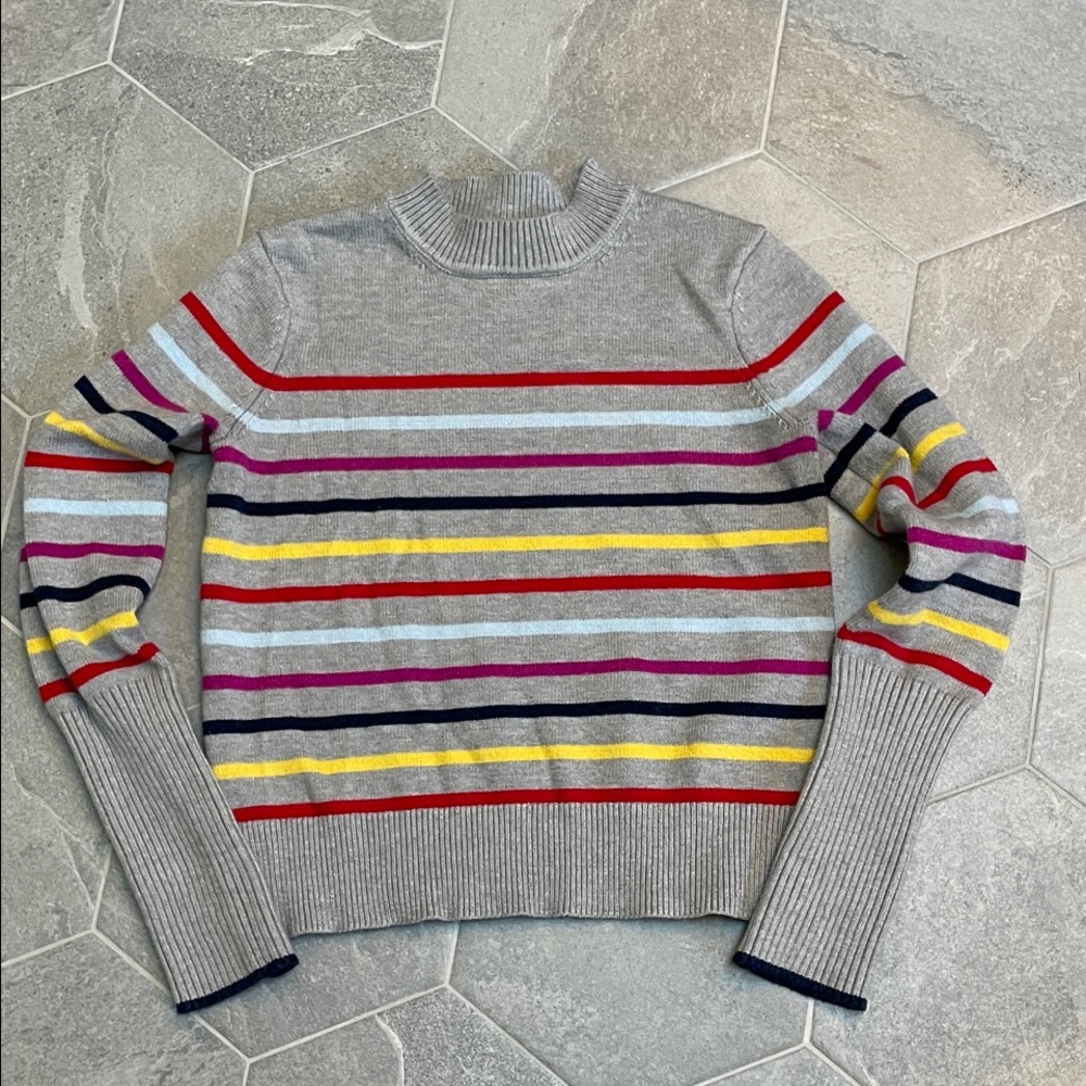 La Ligne x Target Women's Gray Multicolor Striped Cashmere Crewneck Sweater –XXS
